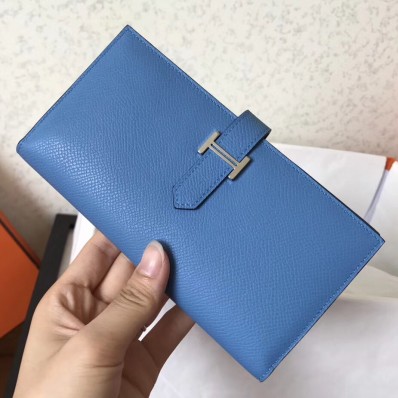 AAA Hermes Blue Jean Epsom Bearn Gusset Wallet HD325lh85