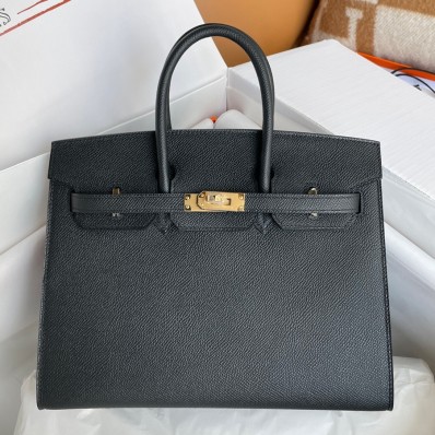 Copy 1:1 Hermes Birkin 25 Sellier Handmade Bag In Black Epsom Calfskin HD116xD64