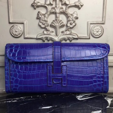 Designer Replica Hermes Jige Elan 29 Clutch In Blue Electric Crocodile Leather HD843CF36