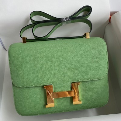 Fake Hermes Constance 24 Handmade Bag In Vert Criquet Epsom Calfskin HD516uQ71