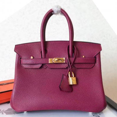 Hermes Birkin 25 Handmade Bag In Ruby Clemence Leather HD1965tH43