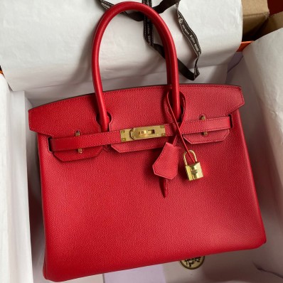 Hermes Birkin 30 Retourne Handmade Bag In Red Epsom Calfskin HD190DS71