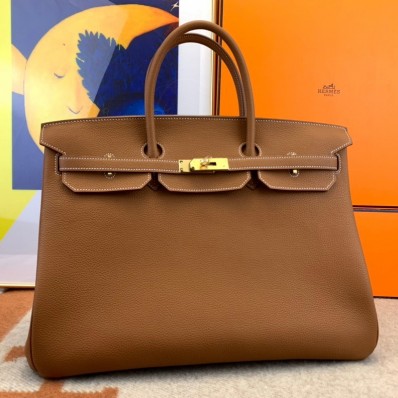 Hermes Birkin 40 Handmade Bag In Gold Clemence Leather HD682ag52