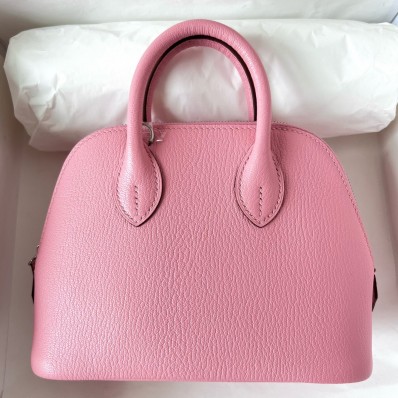 Hermes Bolide 1923 Mini Handmade Bag In Rose Confetti Chevre Mysore Leather HD364mV18