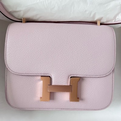 Hermes Constance 1-18 Mirror Bag In Mauve Pale Chevre Mysore Leather HD443Rk60