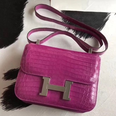 Hermes Constance 24 Bag In Rose Scheherazade Niloticus Crocodile HD535OR71