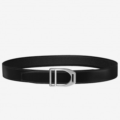 Hermes Etrier Buckle Belt & Black Clemence 32 MM Strap HD589Ul96