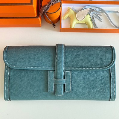 Hermes Jige Elan 29 Clutch Bag In Blue Jean Epsom Leather HD814ge92