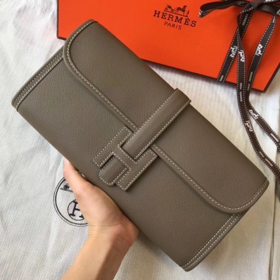 Hermes Jige Elan 29 Clutch In Taupe Grey Epsom Leather HD853xh67