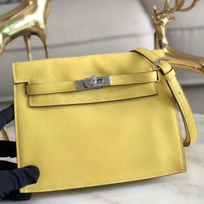 Hermes Kelly Danse Handmade Bag In Jaune Swift Leather HD808uZ84