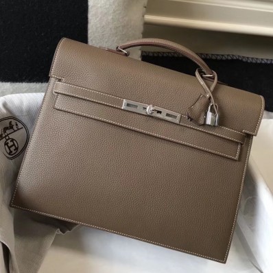 Hermes Kelly Depeche 34 Briefcase In Taupe Calfskin HD1035ju23