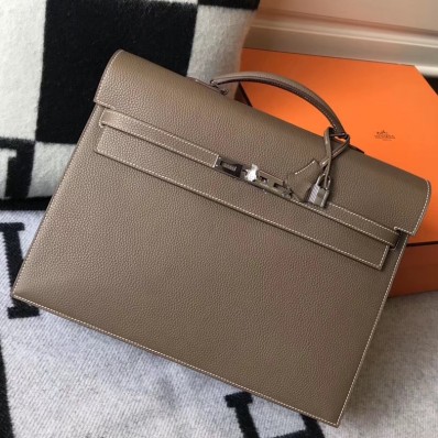 Hermes Kelly Depeche 38 Briefcase In Taupe Calfskin HD1038jk70