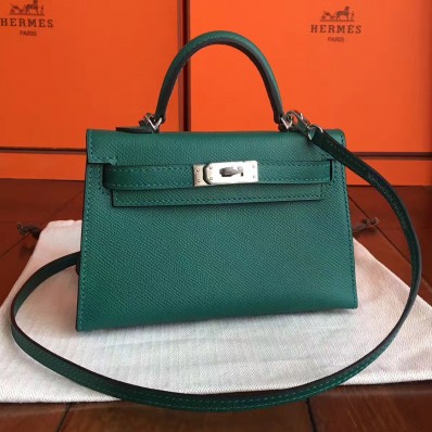 Hermes Kelly Mini II Handmade Bag In Malachite Epsom Leather HD1481eZ32