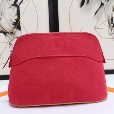 Hermes Medium Bolide Travel Case In Red Cotton HD1497xW68