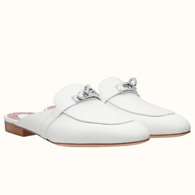 Hermes Oz Mules In White Calfskin HD1778aM39