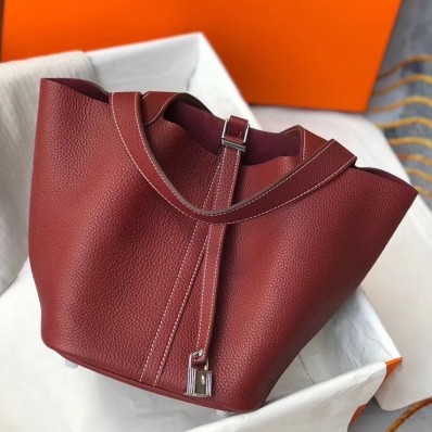 Hermes Picotin Lock 22 Bag In Bordeaux Clemence Leather HD1854fz60