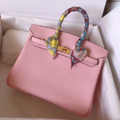 High Quality Replica Hermes Birkin 25 Handmade Bag In Pink Swift Leather HD1888aR54