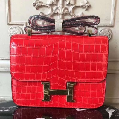 Imitation Hermes Cherry Constance MM 24cm Crocodile Bag HD430QQ72