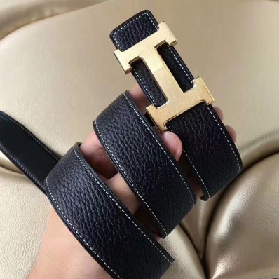 Imitation Hermes H Belt Buckle & Black Clemence 32 MM Strap HD710lH78