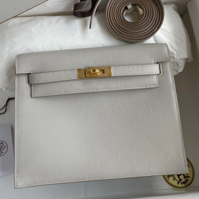 Imitation Hermes Kelly Danse II Bag In Pearl Grey Evercolor Calfskin HD1026sd97