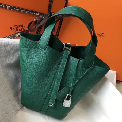 Imitation Hermes Picotin Lock 18 Bag In Vert Vertigo Clemence Leather HD1809EY79