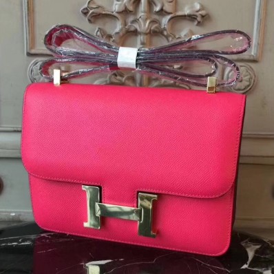 Imitation Hermes Red Constance MM 24cm Epsom Leather Bag HD1911Dl40