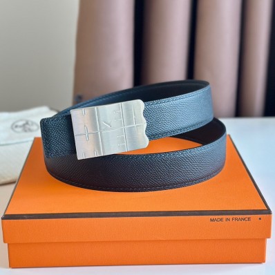 Imitation Hermes Typo Reversible Belt 32MM in Black Epsom Calfskin HD2039SU58