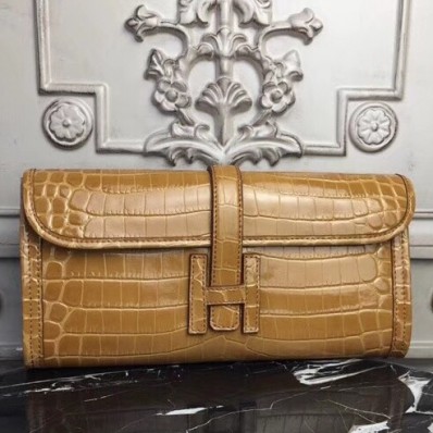 Imitation High Quality Hermes Jige Elan 29 Clutch In Camarel Crocodile Leather HD844Bo39