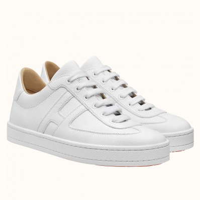 Knockoff Hermes Boomerang Sneakers In White Epsom Leather HD376kD96