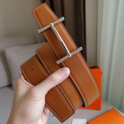 Knockoff Hermes H d'Ancre Reversible Belt In Gold/Red Epsom Leather HD726Ez66