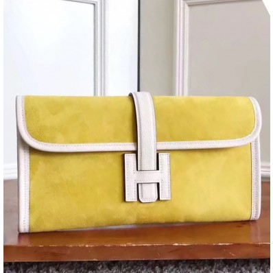 Knockoff Hermes Jige Elan 29 Clutch In Yellow Suede Calfskin HD2090Ez66