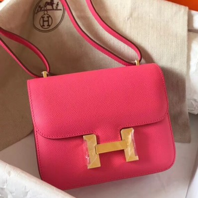 Knockoff High Quality Hermes Constance 18 Handmade Bag In Rose Lipstick Epsom Leather HD1550BF80