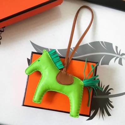 Replica AAAAA Hermes Rodeo Horse Bag Charm In Fruit Green/Camarel/Green Leather HD1930Xr29