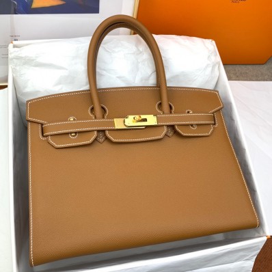 Replica Hermes Birkin 30 Sellier Handmade Bag In Gold Epsom Calfskin HD202Ix66