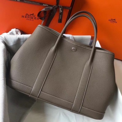 Replica Hermes Garden Party 30 Bag In Taupe Taurillon Leather HD647BV51