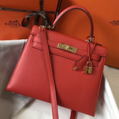 Replica Hermes Kelly 28cm Bag In Red Epsom Leather GHW HD944XB19