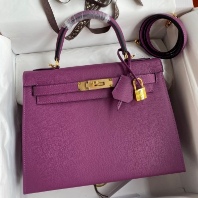 Replica Hermes Kelly Sellier 28 Handmade Bag In Anemone Epsom Calfskin HD1328Va47