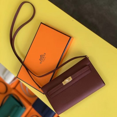 Replica Top Hermes Kelly Classique To Go Wallet In Bordeaux Epsom Calfskin HD1002Cq58