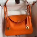 AAA Hermes Lindy 26 Handmade Bag In Orange Clemence Leather HD1396JH19