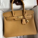 Copy Hermes Birkin 30 Retourne Handmade Bag In Biscuit Clemence Leather HD157dK58