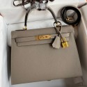 Copy Hermes Kelly Sellier 28 Handmade Bag In Gris Asphalt Epsom Calfskin HD1340fh25