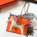 Copy Hermes Rodeo Horse Bag Charm In Beige/Camarel/Pink Leather HD1920Sz74