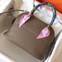 Designer Hermes Bolide 27 Handmade Bag In Taupe Clemence Leather HD1997eL18