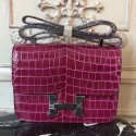 Designer Hermes Fuchsia Constance MM 24cm Crocodile Bag HD633eL18