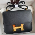 Designer Replica Hermes Constance 24 Handmade Bag In Black Epsom Calfskin HD502CF36