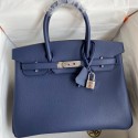 Fake Hermes Birkin 30 Retourne Handmade Bag In Blue Saphir Epsom Calfskin HD170UI88