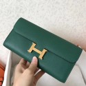 Fake Hermes Constance Long Wallet In Malachite Epsom Leather HD548xR88