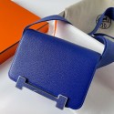 Fake Hermes Geta Handmade Bag In Blue Electric Chevre Mysore Leather HD665IL96