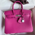 Fashion Hermes Birkin 25 Retourne Handmade Bag In Rose Purple Swift Calfskin HD108Za62