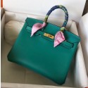 Hermes Birkin 25 Handmade Bag In Malachite Swift Leather HD1477dV68